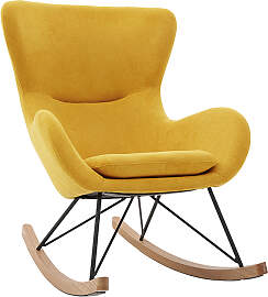 Design-Schaukelstuhl Samteffekt senfgelb ESKUA