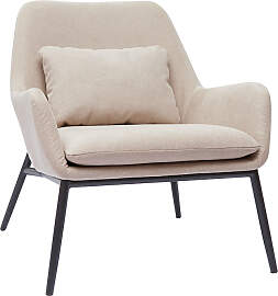 Design-Sessel im beigen Samtdesign mit schwarzem