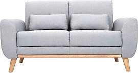 Design-Sofa 2 Plätze Stoff Grau Eichenbeine EKTOR