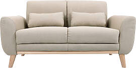 Design-Sofa 2 Plätze Stoff naturfarben und
