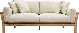 Design-Sofa 3 Plätze Cremeweiß Holzbeine KYO