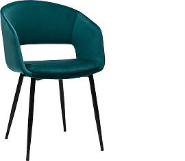 Design-Stuhl aus petrolblauem Samt mit Füßen aus 