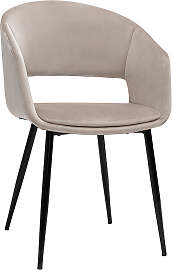 Design-Stuhl aus taupefarbenem Samt mit Füßen