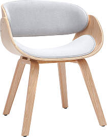 Design-Stuhl hellgrau und helles Holz BENT