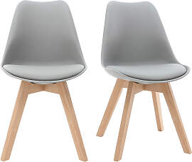 Design-Stuhl Holzbeine Hellgrau 2er-Set PAULINE