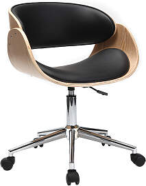 Design-Stuhl Rollen Schwarz und Helles Holz BENT