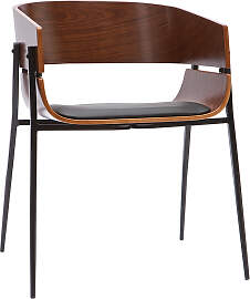 Design-Stuhl schwarz mit dunklem Holz WESS