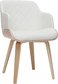 Design-Stuhl weiß und helles Holz LUCIEN
