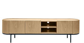 Design-TV-Möbel aus hellem Holz und schwarzem