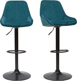 Designer-Barhocker verstellbar petrolblau Samt