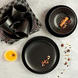 Dessertteller-Set, Steinzeug Essential