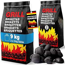 Deuba® 9 Kg Grillbriketts 3 x 3kg Holzkohle