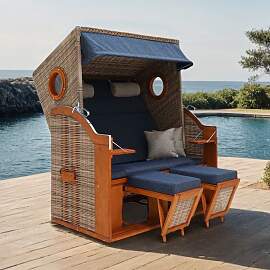 deVries Pure Wave XL Strandkorb Geflecht/Pinie