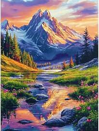 Diamond Painting Berge Fluss, 5D Berge Landschaft
