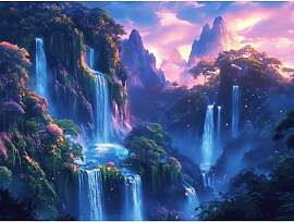 Diamond Painting Wasserfall Landschaft, 5D Berge