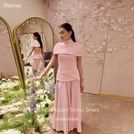 Dianruo Plissee Lange Länge Abendkleider Rosa