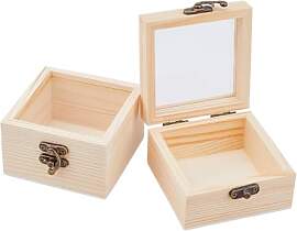 DICOSMETIC 2 Stück Holzbox Mit Glasdeckel Kleine