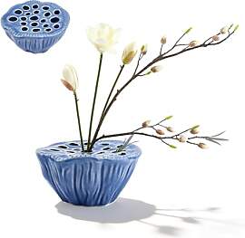 DICOSMETIC Keramik Frosch Blumenvasen Lotus Schote 