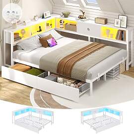 DICTAC Jugendbett 140x200 mit LED-Beleuchtung und