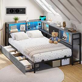 DICTAC Jugendbett 90x200 mit LED-Beleuchtung und