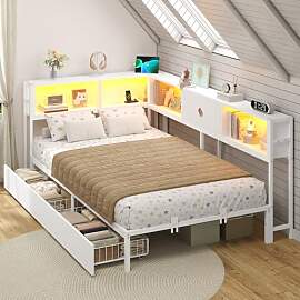DICTAC Jugendbett 90x200 mit LED-Beleuchtung und