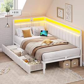 DICTAC Jugendbett 90x200 mit LED-Beleuchtung und