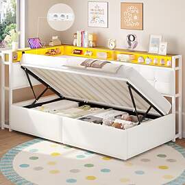 DICTAC Jugendbett 90x200 mit Stauraum, LED &
