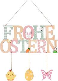 DifenzuSJ Holz Türschild Frohe Ostern, Holz
