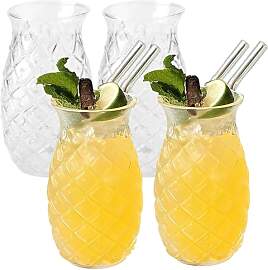 Dilireba 4 Stück Ananas Gläser Cocktailglas, Mit 