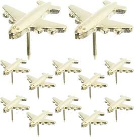 DIYEAH 12 Stück Metall Flugzeug Pinnnadeln Gold