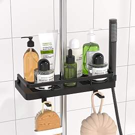 DIYGEEK Duschablage für Duschstange Schwarz,