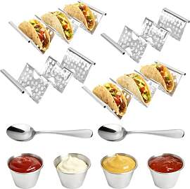 DIYJEP 10 Stück Edelstahl Taco Halter mit Dip