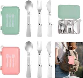 DIYJEP 2 Set Faltbares Reisebesteck mit Etui,
