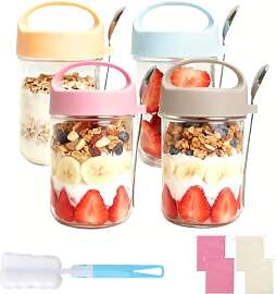 DIYJEP 4 Stück Overnight Oats Gläser mit Deckel