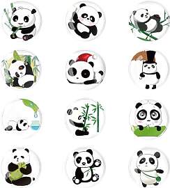 Diyxisk 12er Set Kühlschrankmagnete Panda Runde