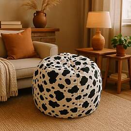 Dmora Pouf-Tasche mit Fantasie, schwarz-weiß,