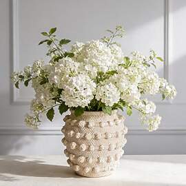 DN DECONATION Vase Beige Zement Blumenvase
