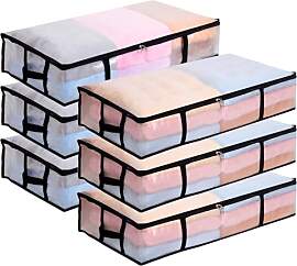 Dntorx 6 Stück 90L Unterbett Aufbewahrungsbox mit 