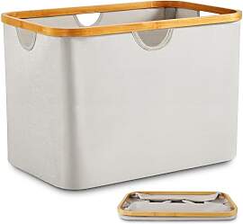 DOKRVLOQ Faltbarer Wäschekorb 68L Beige Stoff