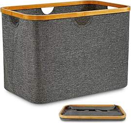 DOKRVLOQ Wäschekorb Faltbar 68L Grau Ideal als