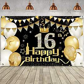 DOMINICK 16. Geburtstag Deko Banner
