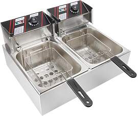 Donened - Edelstahl Doppeltank Fritteuse, 2500 W