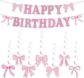 DOPENSPI 32 Stück Happy Birthday Girlande Rosa