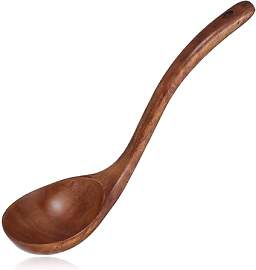 DOPENSPI Suppenkelle aus Holz, 26 cm langer Griff, 