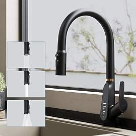 doporro Wasserhahn Küche Schwarz mit LED