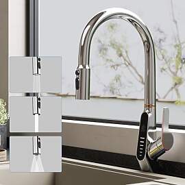doporro Wasserhahn Küche Silber mit LED