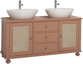 Doppel-Waschtisch Rattan Geflecht Türen,