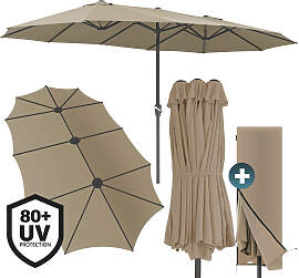 Doppelsonnenschirm Taupe UV-Schutz 80+