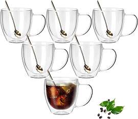 Doppelwandige Kaffeebecher aus Glas mit