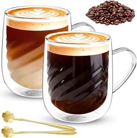 Doppelwandige Kaffeegläser 350ml, 2 Stück Latte